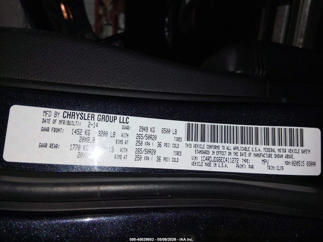 Aukcja sprzedaży 2014 Dodge Durango Limited, vin: 1C4RDJDG6EC411272, numer aukcji: 45029882