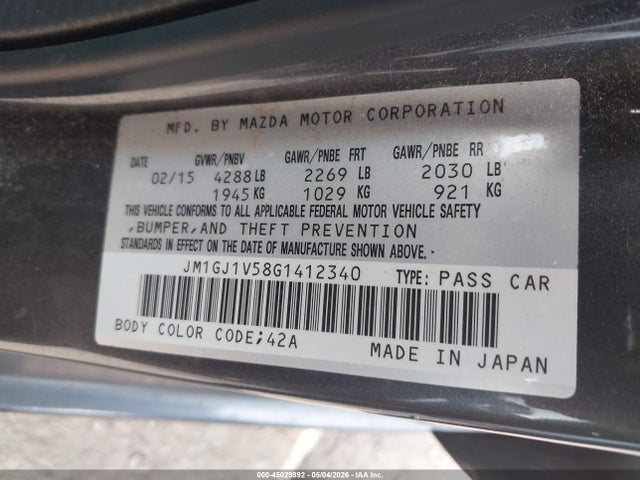 Продаж на аукціоні авто 2016 Mazda Mazda6 I Touring, vin: JM1GJ1V58G1412340, номер лоту: 45029892