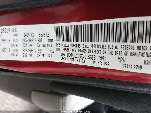 2014 Jeep Cherokee Latitude მანქანა იყიდება აუქციონზე, vin: 1C4PJLCS5EW115613, აუქციონის ნომერი: 45029914