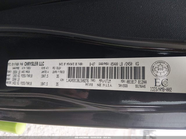 Продаж на аукціоні авто 2008 Jeep Wrangler Unlimited Sahara, vin: 1J4GA59138L508276, номер лоту: 45029940