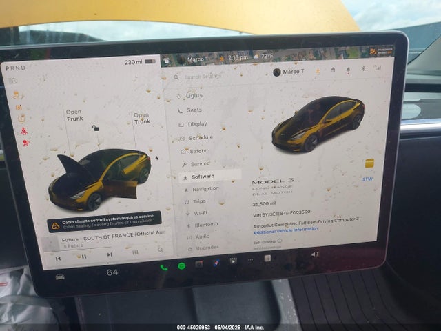 2021 Tesla Model 3 Long Range მანქანა იყიდება აუქციონზე, vin: 5YJ3E1EB4MF003599, აუქციონის ნომერი: 45029953