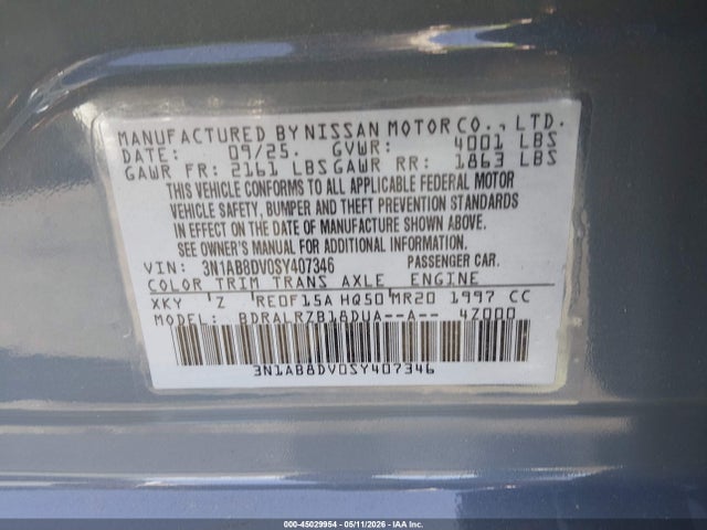 3N1AB8DV0SY407346 Nissan SENTRA SR