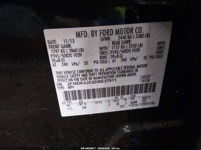 Продажа на аукционе авто 2013 Ford Edge Sel, vin: 2FMDK3JC2DBE37911, номер лота: 45029977
