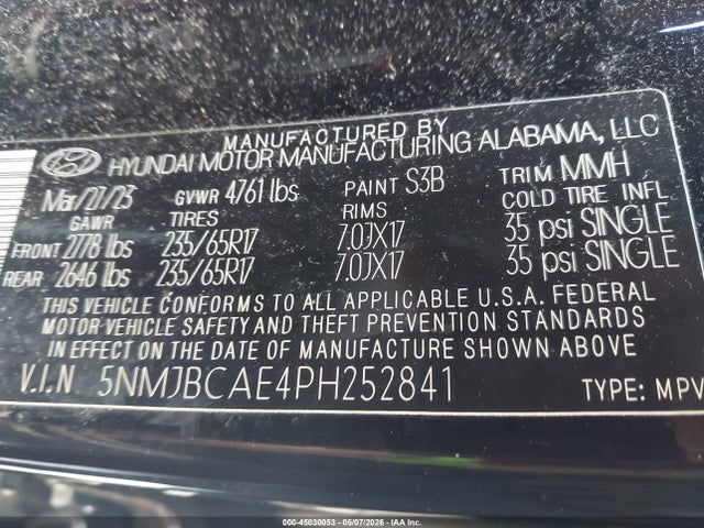Продажа на аукционе авто 2023 Hyundai Tucson Sel, vin: 5NMJBCAE4PH252841, номер лота: 45030053