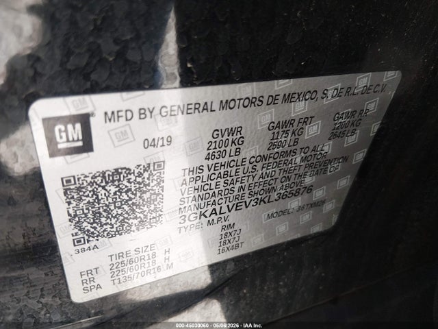 45030060 :رقم المزاد ، 3GKALVEV3KL365876 vin ، 2019 Gmc Terrain Slt مزاد بيع