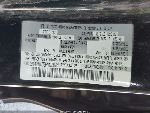 3MZBN1U76HM123184 Mazda Mazda3 Sport