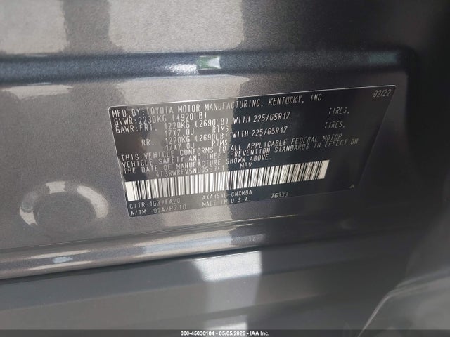 Продажа на аукционе авто 2022 Toyota Rav4 Hybrid Xle, vin: 4T3RWRFV5NU053941, номер лота: 45030104