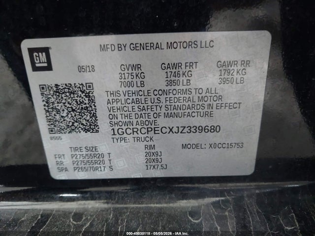 1GCRCPECXJZ339680 Chevrolet Silverado 1500 Custom
