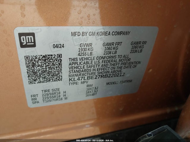 Aukcja sprzedaży 2024 Buick Envista Sport Touring Fwd, vin: KL47LBE27RB220212, numer aukcji: 45030124