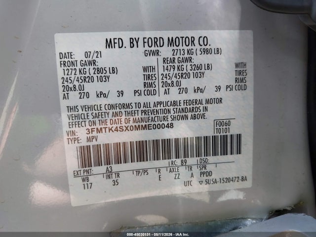 3FMTK4SX0MME00048 Ford Mustang Mach-e Gt