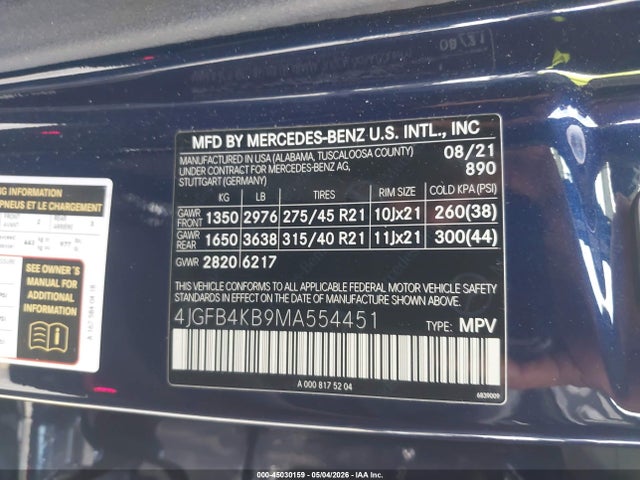 Продажа на аукционе авто 2021 Mercedes-benz Gle 350 4matic, vin: 4JGFB4KB9MA554451, номер лота: 45030159