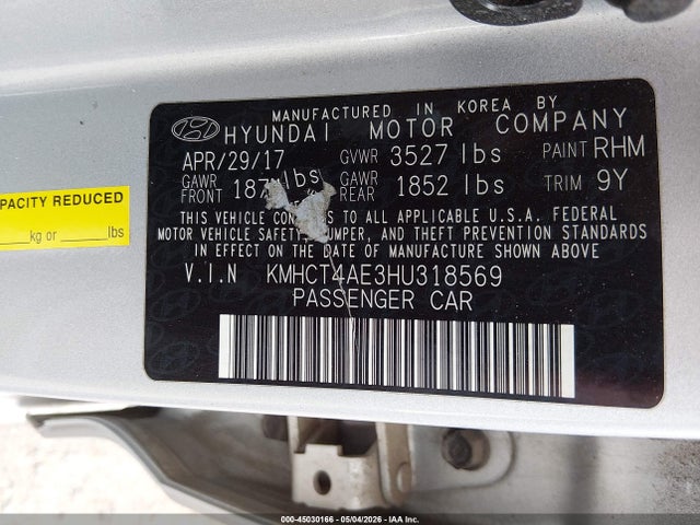 Hyundai ACCENT SE 2017 KMHCT4AE3HU318569 Image 9