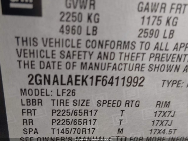 2GNALAEK1F6411992 Chevrolet EQUINOX LS