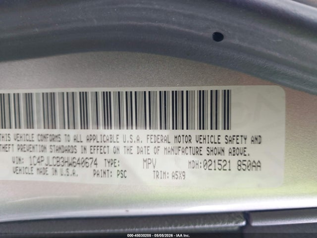 Продажа на аукционе авто 2017 Jeep Cherokee Latitude Fwd, vin: 1C4PJLCB3HW640674, номер лота: 45030205