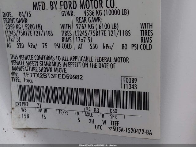 Ford F-250 Xl 2015 1FT7X2BT3FED59982 Image 9