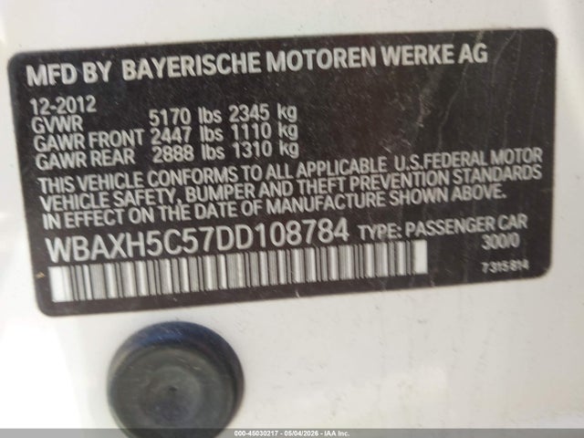 Продаж на аукціоні авто 2013 Bmw 528i Xdrive, vin: WBAXH5C57DD108784, номер лоту: 45030217