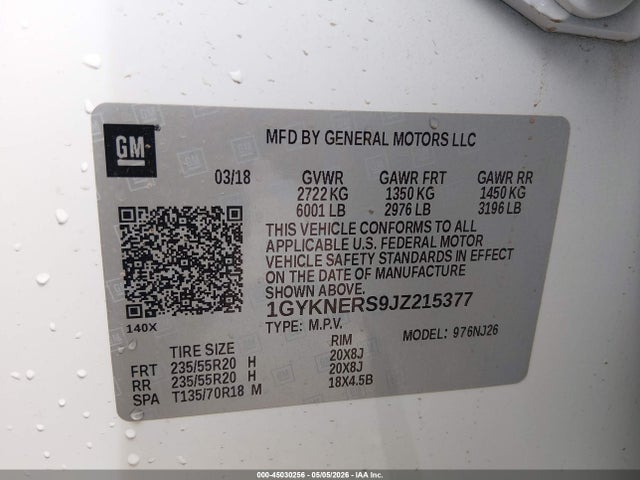 Aukcja sprzedaży 2018 Cadillac Xt5 Premium Luxury, vin: 1GYKNERS9JZ215377, numer aukcji: 45030256