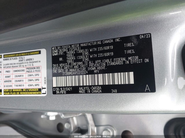 2023 Lexus Rx 350h Premium მანქანა იყიდება აუქციონზე, vin: 2T2BBMCA4PC012324, აუქციონის ნომერი: 45030260