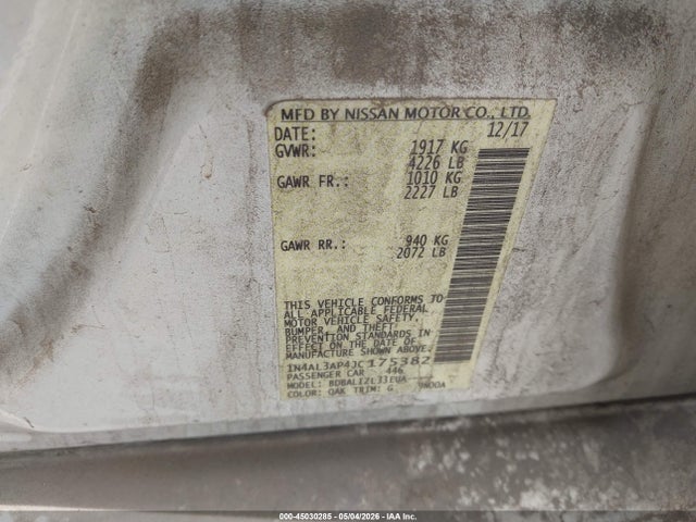 Продаж на аукціоні авто 2018 Nissan Altima 2.5 Sv, vin: 1N4AL3AP4JC175382, номер лоту: 45030285