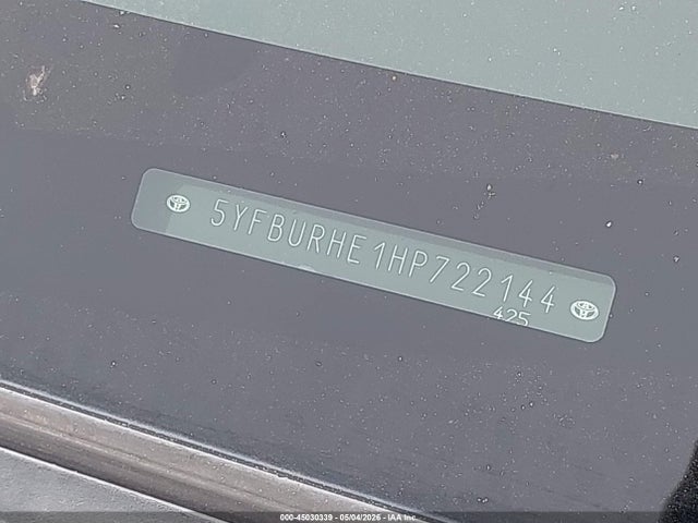 5YFBURHE1HP722144 Toyota COROLLA LE