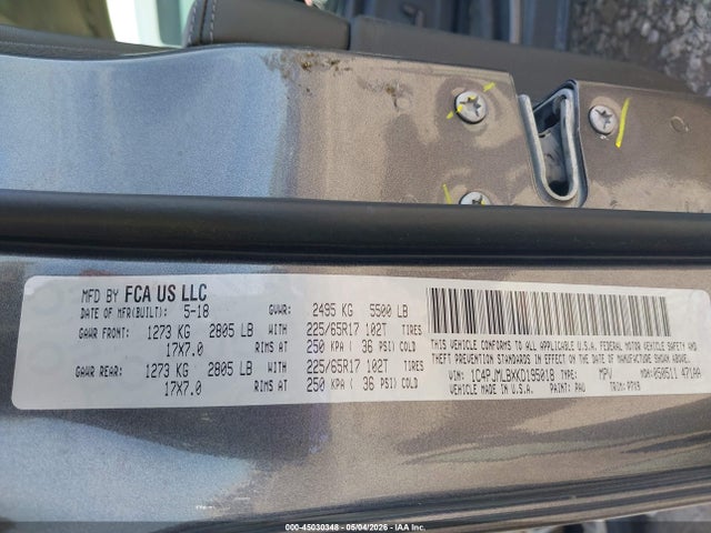 Aukcja sprzedaży 2019 Jeep Cherokee Latitude Plus 4x4, vin: 1C4PJMLBXKD195018, numer aukcji: 45030348