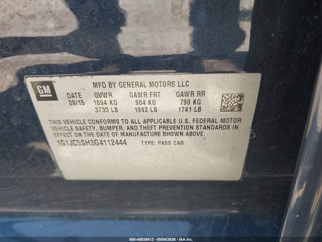 1G1JC5SH3G4112444 Chevrolet Sonic Lt Auto