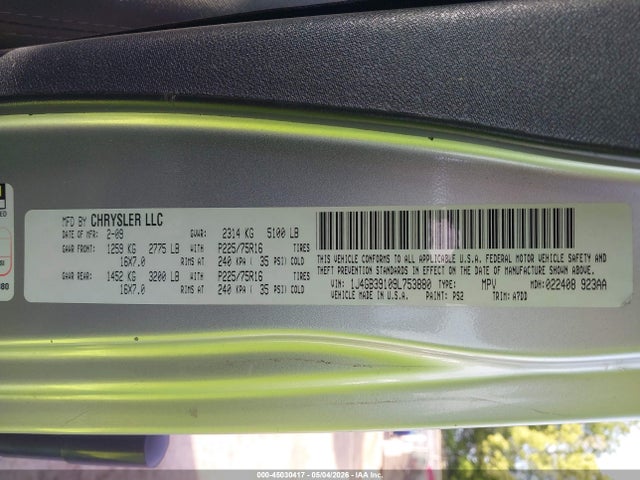 Продажа на аукционе авто 2009 Jeep Wrangler Unlimited X, vin: 1J4GB39109L753880, номер лота: 45030417