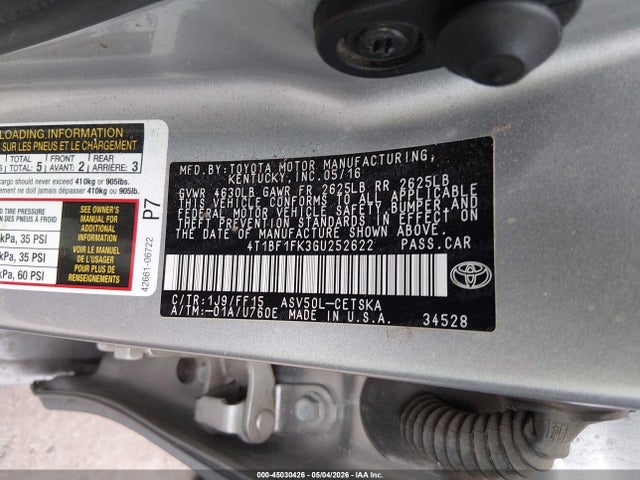 Toyota CAMRY SE 2016 4T1BF1FK3GU252622 Image 9