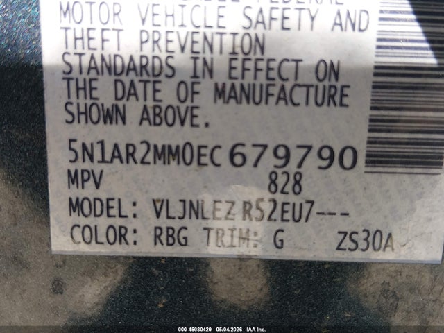 Nissan Pathfinder Sv 2014 5N1AR2MM0EC679790 Image 9