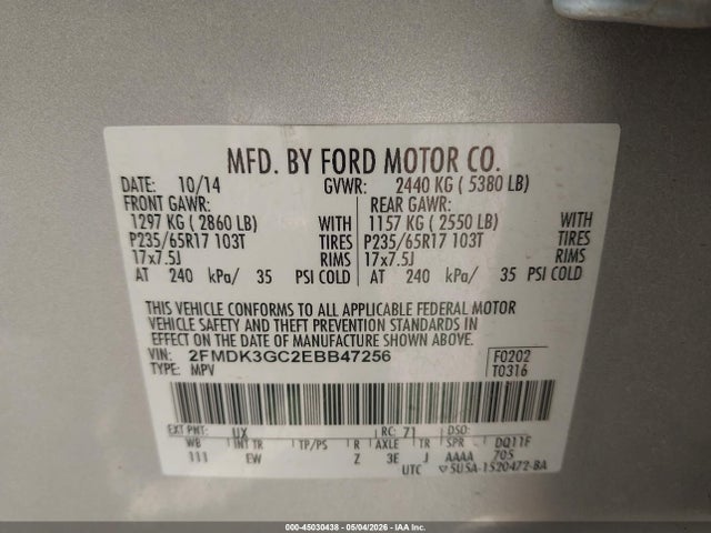 Ford EDGE SE 2014 2FMDK3GC2EBB47256 Image 9