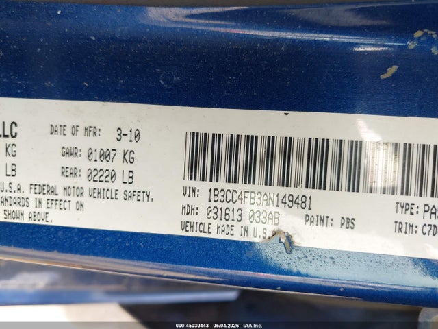 Продаж на аукціоні авто 2010 Dodge Avenger Sxt, vin: 1B3CC4FB3AN149481, номер лоту: 45030443