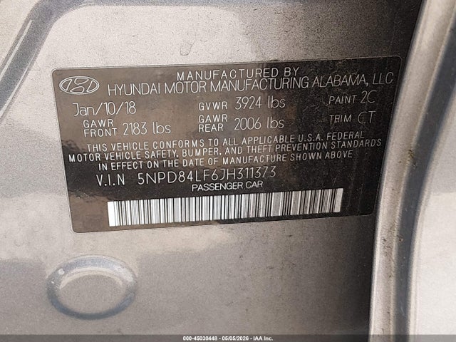 5NPD84LF6JH311373 Hyundai Elantra Value Edition