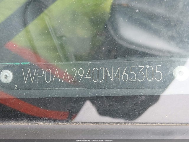 45030452 :رقم المزاد ، WP0AA2940JN465305 vin ، 1988 Porsche 944 S مزاد بيع