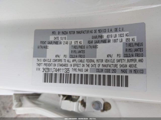 3MZBN1U74HM111325 Mazda Mazda3 Sport