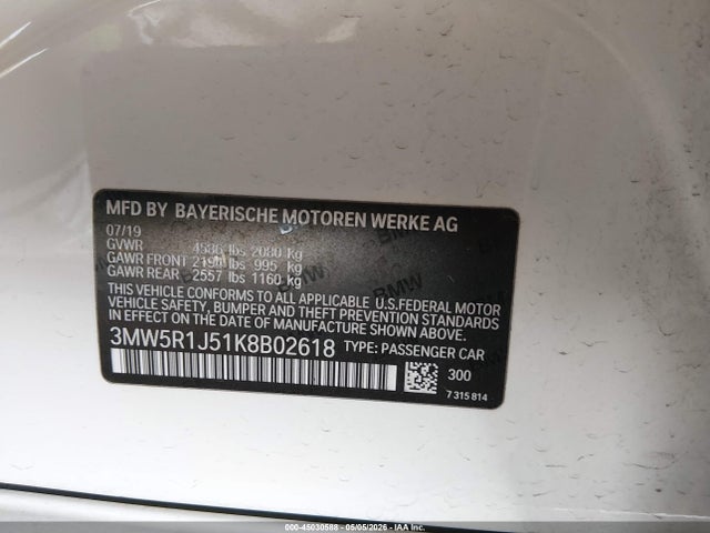 3MW5R1J51K8B02618 BMW 330I