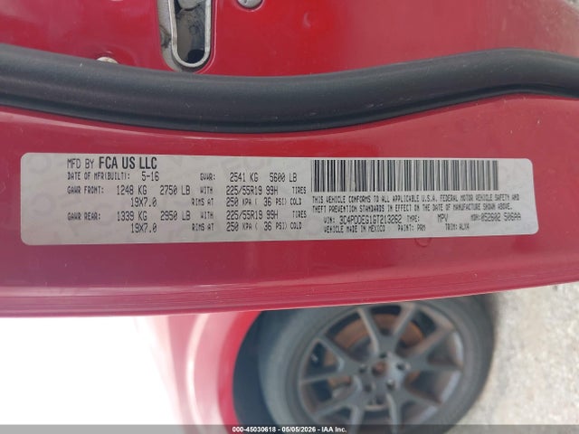 Продажа на аукционе авто 2016 Dodge Journey R/t, vin: 3C4PDDEG1GT213262, номер лота: 45030618