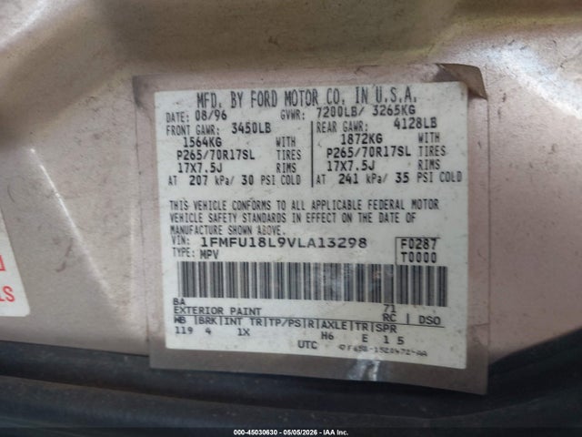 Aukcja sprzedaży 1997 Ford Expedition Eddie Bauer/xlt, vin: 1FMFU18L9VLA13298, numer aukcji: 45030630