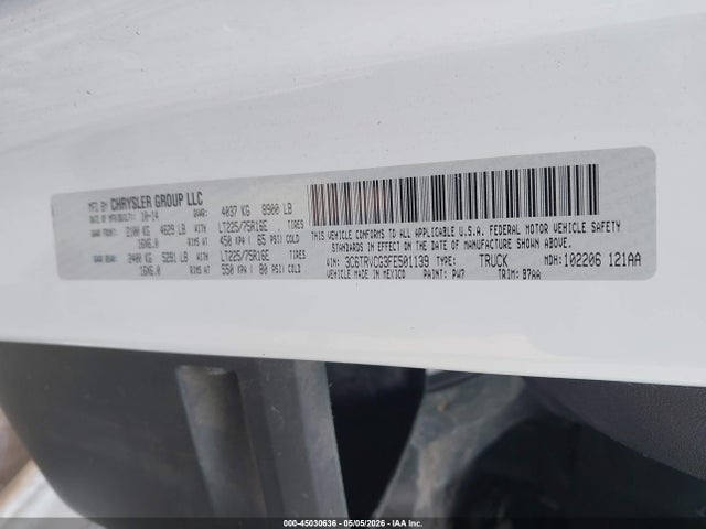 Продаж на аукціоні авто 2015 Ram Promaster 2500 High Roof, vin: 3C6TRVCG3FE501139, номер лоту: 45030636