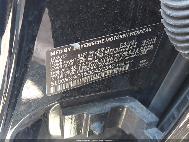 Продаж на аукціоні авто 2013 Bmw X3 Xdrive28i, vin: 5UXWX9C55D0A32340, номер лоту: 45030660