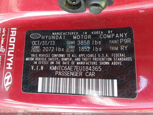 KMHTC6AE7EU184365 Hyundai Veloster Turbo W/black