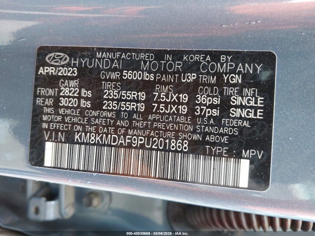 Aukcja sprzedaży 2023 Hyundai Ioniq 5 Se, vin: KM8KMDAF9PU201868, numer aukcji: 45030669