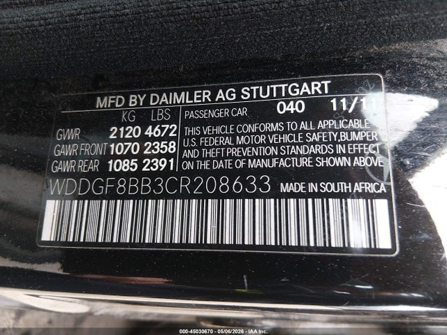 Продажа на аукционе авто 2012 Mercedes-benz C 300 Sport 4matic, vin: WDDGF8BB3CR208633, номер лота: 45030670