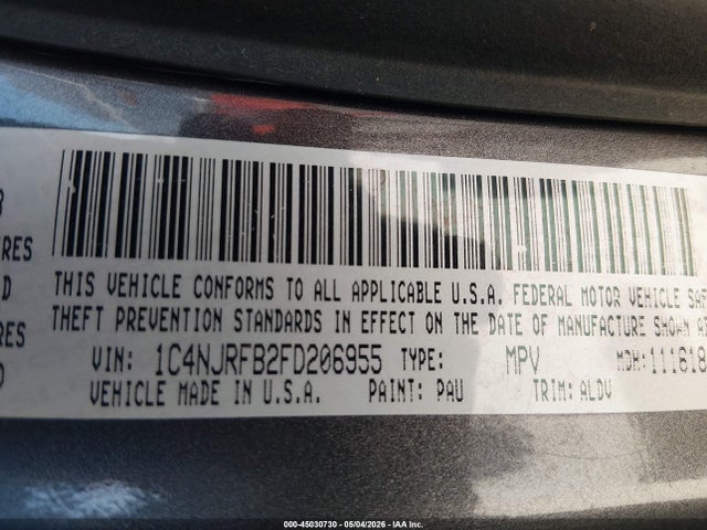 45030730 :رقم المزاد ، 1C4NJRFB2FD206955 vin ، 2015 Jeep Patriot High Altitude Edition مزاد بيع