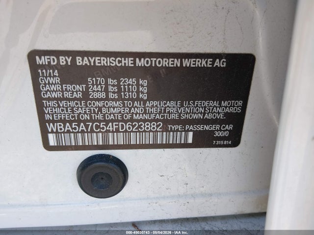 Продаж на аукціоні авто 2015 Bmw 528i Xdrive, vin: WBA5A7C54FD623882, номер лоту: 45030743