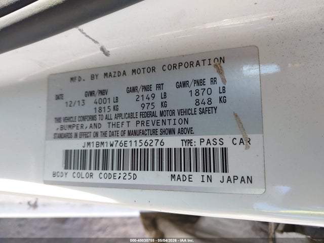 Продажа на аукционе авто 2014 Mazda Mazda3 I Grand Touring, vin: JM1BM1W76E1156276, номер лота: 45030755