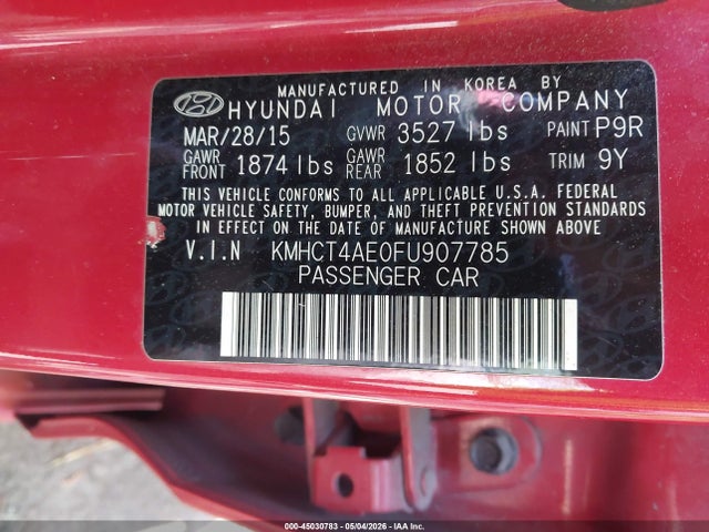 Продажа на аукционе авто 2015 Hyundai Accent Gls, vin: KMHCT4AE0FU907785, номер лота: 45030783