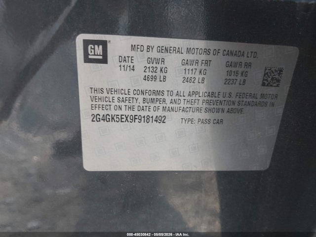 Продажа на аукционе авто 2015 Buick Regal Turbo, vin: 2G4GK5EX9F9181492, номер лота: 45030842