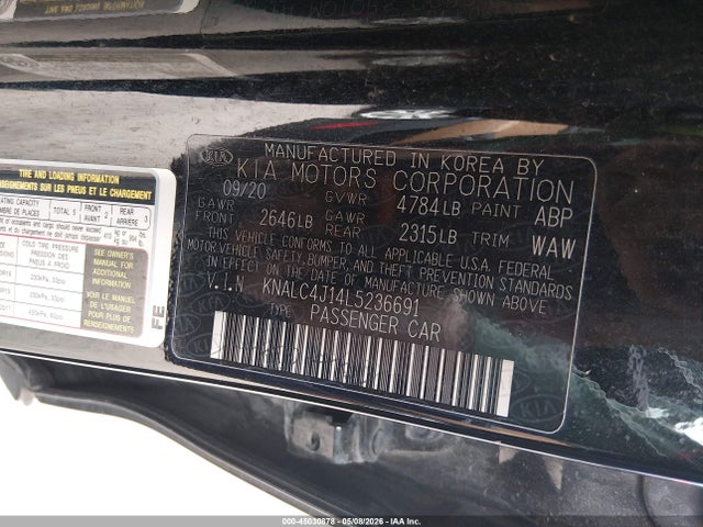 Продажа на аукционе авто 2020 Kia Cadenza Limited, vin: KNALC4J14L5236691, номер лота: 45030878