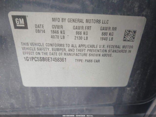 Продажа на аукционе авто 2014 Chevrolet Cruze 1lt Auto, vin: 1G1PC5SB6E7458361, номер лота: 45030896