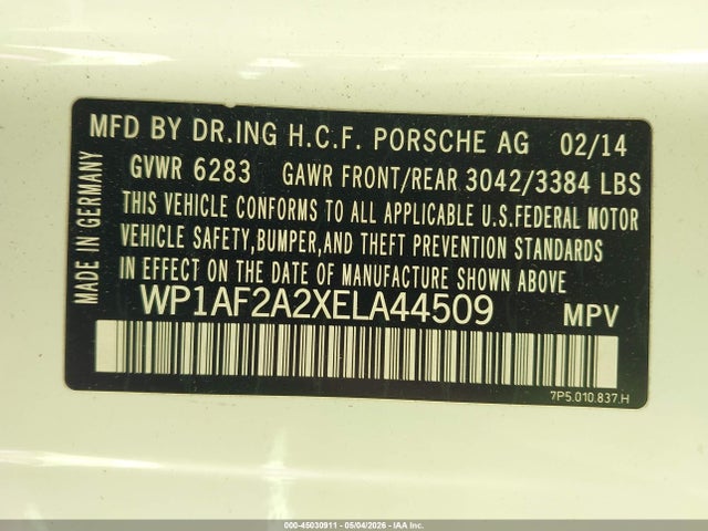 Продаж на аукціоні авто 2014 Porsche Cayenne Diesel Platinum Edition, vin: WP1AF2A2XELA44509, номер лоту: 45030911